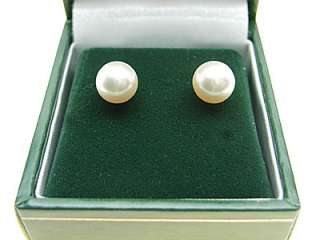 NEW 9CT GOLD PLAIN SINGLE CULTURED PEARL STUD EARRINGS   Pearls 7.7mm 