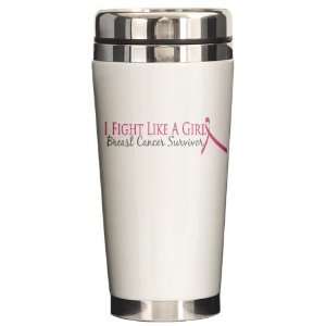 Breast Cancer Survivor Breast cancer Ceramic Travel Mug by  