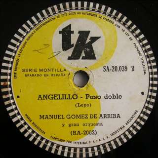 MANUEL GOMEZ DE ARRIBA 78 rpm EL GATO MONTES/ANGELILLO  