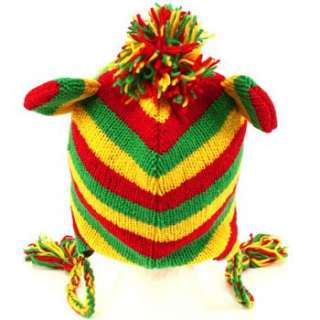   Ear flap Hat Fully Lined Fleece Interior. Animal character Jamaican