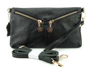 Womens Real Genuine Leather Clutch Bag Mini Handbag Flower Zips Purse 