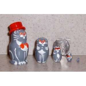  Cat with Hat * Russian nesting doll mini * 5pc / 1.5in 