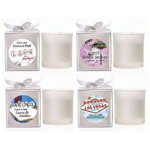  Personalized Las Vegas Theme Frosted Votive Candle Favors 