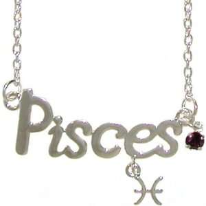  Pisces Horoscope Zodiac Nameplate Necklace In Silver 