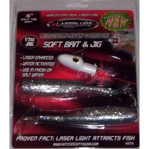  LaserLure 5 1/2oz Soft Bait Split Tail Body & White Laser 