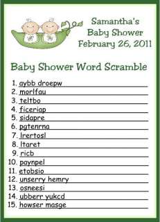 Twin Pea In A Pod Babies Word Scramble Baby Shower Game  