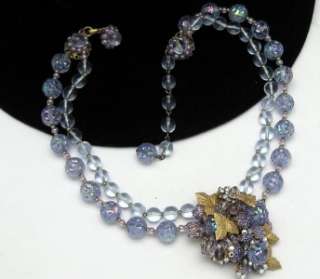 MIRIAM HASKELL Frank Hess Vintage 1950s LILAC Glass Bead Necklace 