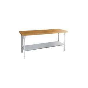   96 x 1 1/2 Maple Top Work Table with Galvanized Legs and Undershelf