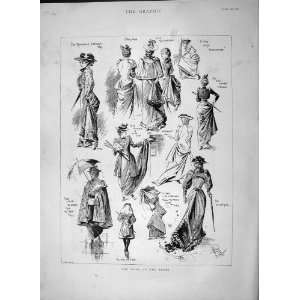  1892 Ladies Fashion Umbrella Coats Dresses Old Print