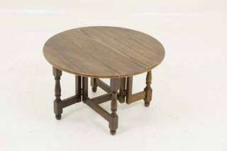 Petite Antique Scottish Oak Gateleg Drop Leaf End Table  