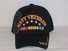 US NAVY VIETNAM VETERAN BALL CAP MILITARY HAT W/ RIBBON BAR