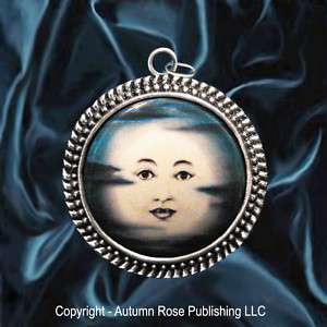 Blue Moon Face Button Pendant Unique Jewelry RSLM  
