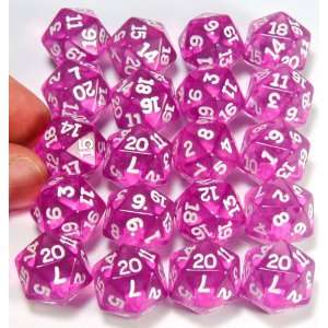  DICE 20 Sided (Polyhedral) Purple Transparent _ Bundle of 