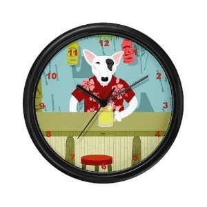  English Bull Terrier Tiki Bar Funny Wall Clock by 