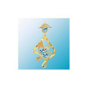  24K Gold Dove Spiral Ornament   Blue Swarovski Crystal 