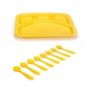  Green Eats Eco Friendly Divided Tray with 4 Pack Spoons 