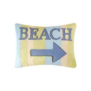  Embroidered Throw Pillow  Beach   12x16
