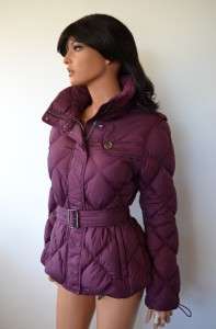 NWT BURBERRY BRIT PLUM GOOSE DOWN NOVA CHECK DIAMOND HOOD PUFFER PARKA 