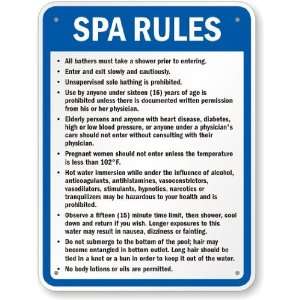 Delaware Spa Rules Sign Aluminum, 24 x 18 Office 