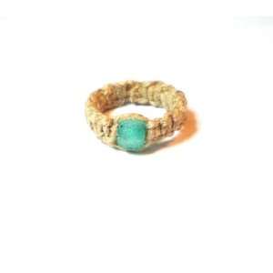   Hemp Ring Size 8 with Green Recycled glass Bead (Sizes Avail 5   14