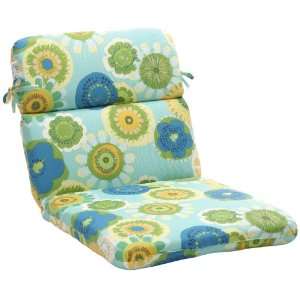  Pillow Perfect Outdoor Blue/Green Floral Round Chair 