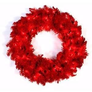  Wreath   24 Red Flocked Spruce Wreath 50 Red Lights 150 