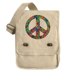 Messenger Field Bag Khaki Tye Dye Peace Symbol Physchedelic Teddy 