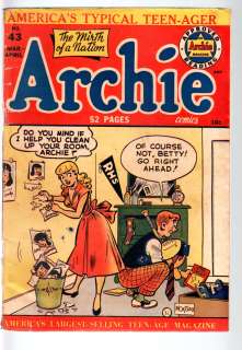 ARCHIE COMICS #43 1951 BETTY & VERONICA ARCHIE JUGHEAD GLOSSY COVER VG 