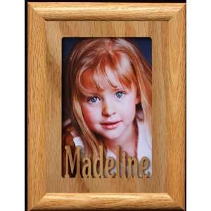  5x7 Madeline ~ Portrait Laser Cut Oak PHOTO NAME FRAME 
