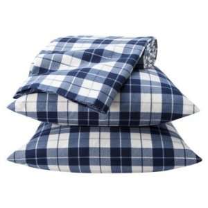  Home 100% Cotton Flannel Blue Plaid Sheet Set in King size 