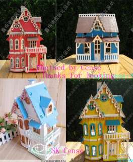 3D wooden puzzle doll wood house 4&6rooms with Furniture