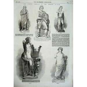   1861 Marble Statue Apollo Diana Priest Bacchus Nymph