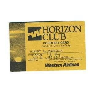  Western Airlines Horizon Club Courtesy Card 1980s 