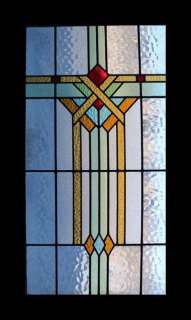 FABULOUS LARGE ART DECO STAINED GLASS WINDOW  