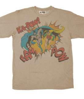 DC Comics Batman & Robin Comic Art Ka Pow T Shirt, XL  