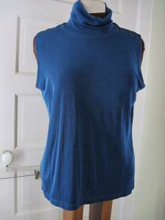 CITIKNITS Slinky Blue Mock TNeck Shell Shirt L  