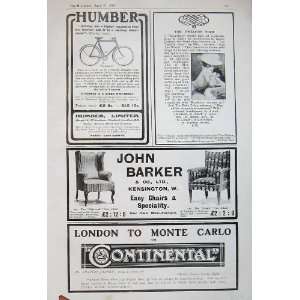   1907 Advert Humber Cycle John Barker Chairs Car Tyres