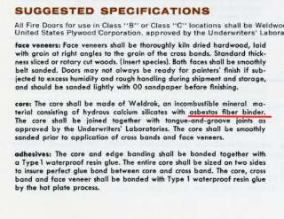 1959 Weldwood Asbestos Fire Doors Catalog United States Plywood 