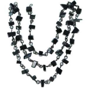  Black Stone Chain with Chips   18in Strand 