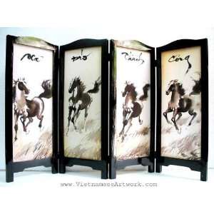  Vietnamese Silk Paintings   32 x 19 Horses   TB100
