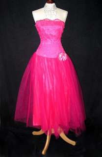 NWT Jessica McClintock Retro Fuchsia Tea Length Tulle Dress Gown Size 