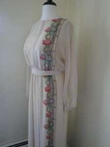   RIZKALLAH Silk Chiffon Evening Gown Dress Tulips Grecian Goddess S M