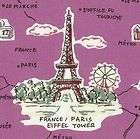 RETRO Yuwa PARIS MAP Eiffel Tower JAPANESE Fabric FQ Pu