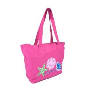  Canvas Tote Bag w/ Sea Shell Design   Pink Office 