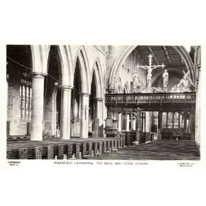 1950s Vintage Postcard The Nave and Rood Screen   Wakefield Cathedral 