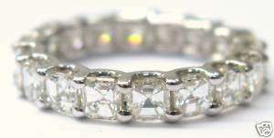 Fine Asscher Cut Diamond Eternity Ring 3.15Ct WG Sz7  