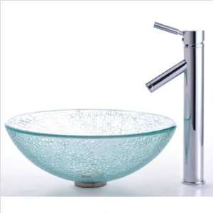 Broken Glass Vessel Sink and Sheven Faucet C GV 500 12mm 1002CH 16.5 