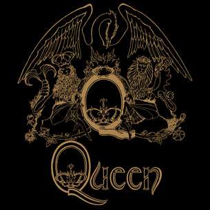 Queen Rock Group Golden Crest Logo Fitted T Shirt, NEW  