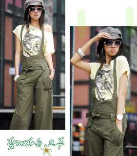 Korea Fashion Womens Free Style Cotton Bib Pants Trouse Hot  