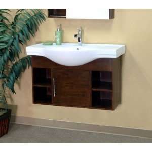 39.4 Inch Single Wall Mount Style Cubby Sink Vanity Wood (Medium 